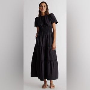 Quince 100% Organic Cotton Tiered Maxi Dress in Black - Large - NWT